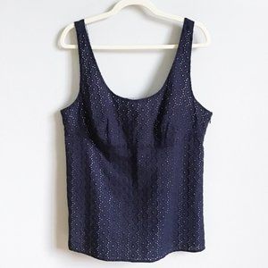ANN TAYLOR LOFT Navy Eyelet Lace Tank Top | 14